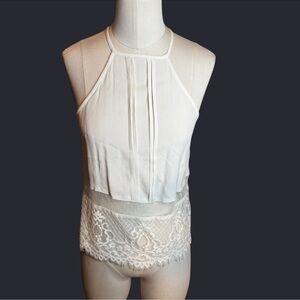 Express White Lace halter delicate top sheer bottom 100% rayon size xs